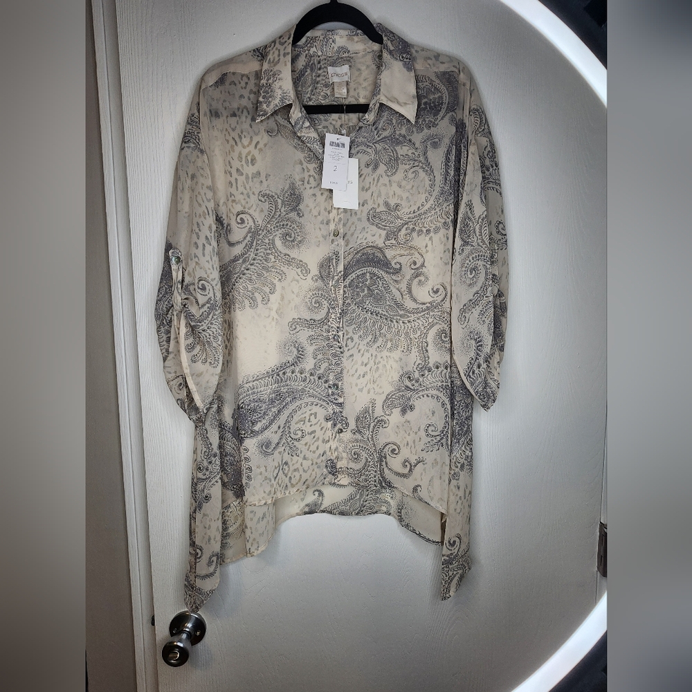 CHICOS SIZE 2 Paisley top. NWT - Picture 4 of 4
